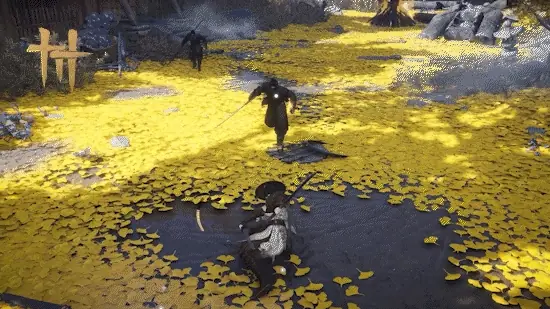 Riven Twinblades advancing through an enemy attack