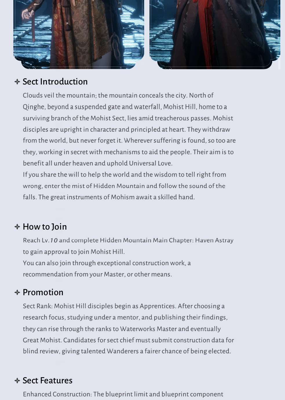 Where Winds Meet Version 2.0 illustrated overview of Hidden Mountain, story chapters, rewards and exploration features continued