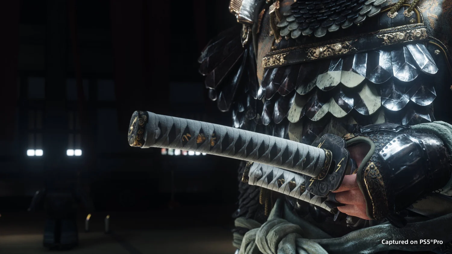 Jin Sakai’s swords and dark armour