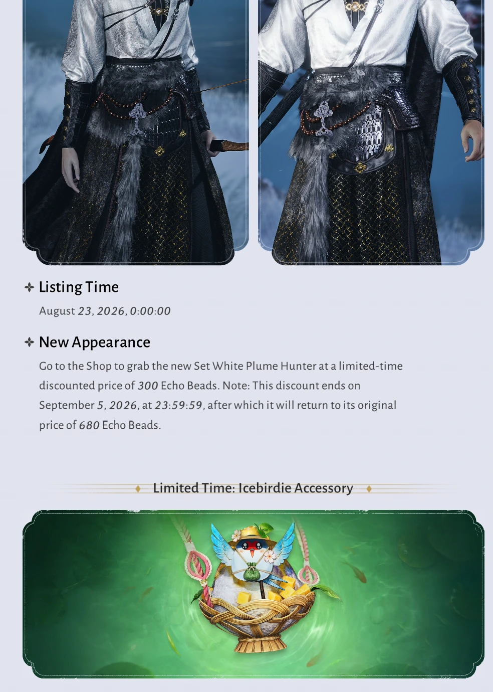 White Plume Hunter price and Icebirdie accessory artwork