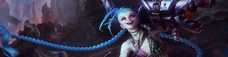 Jinx smiling with her weapon in official Wild Rift artwork.