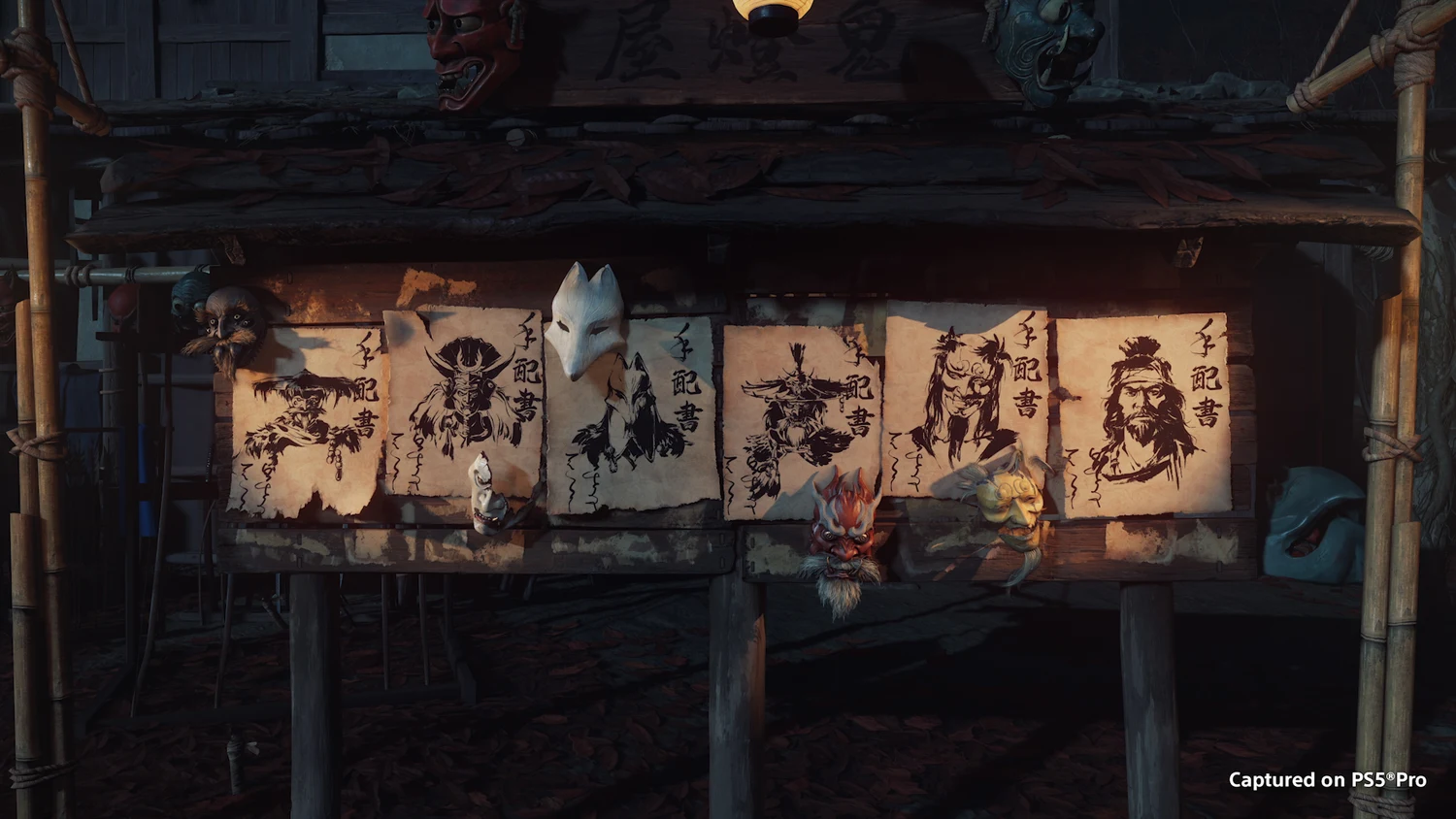 A bounty wall in an official Ghost of Yōtei Most Wanted screenshot