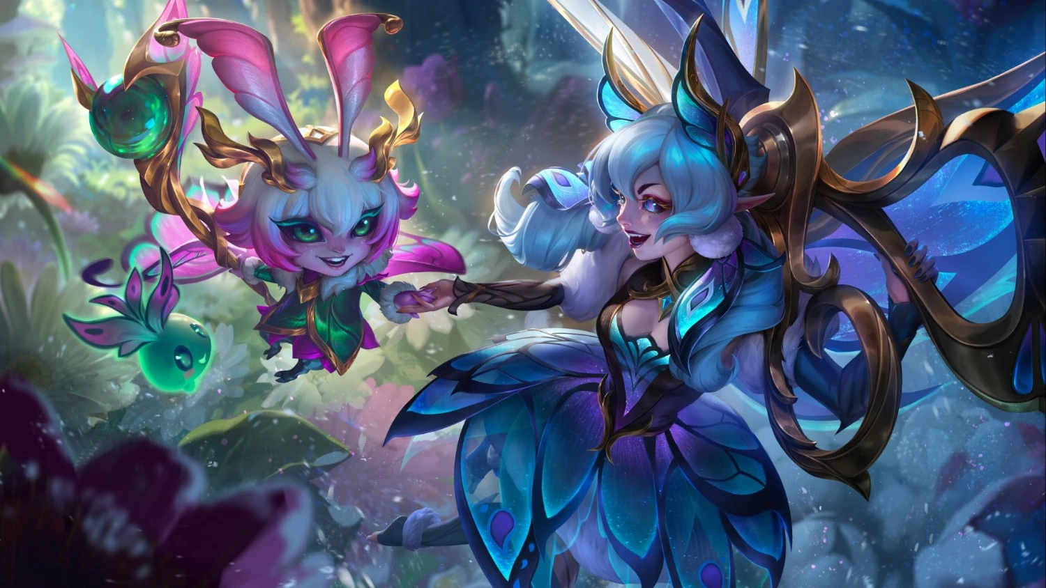 Faerie Court Gwen and Lulu in official League of Legends splash art.