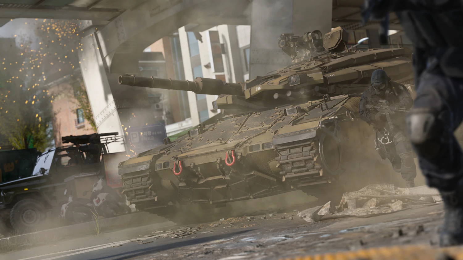 Tank viewed from an operator position during the Modern Warfare 4 Entrenched mission