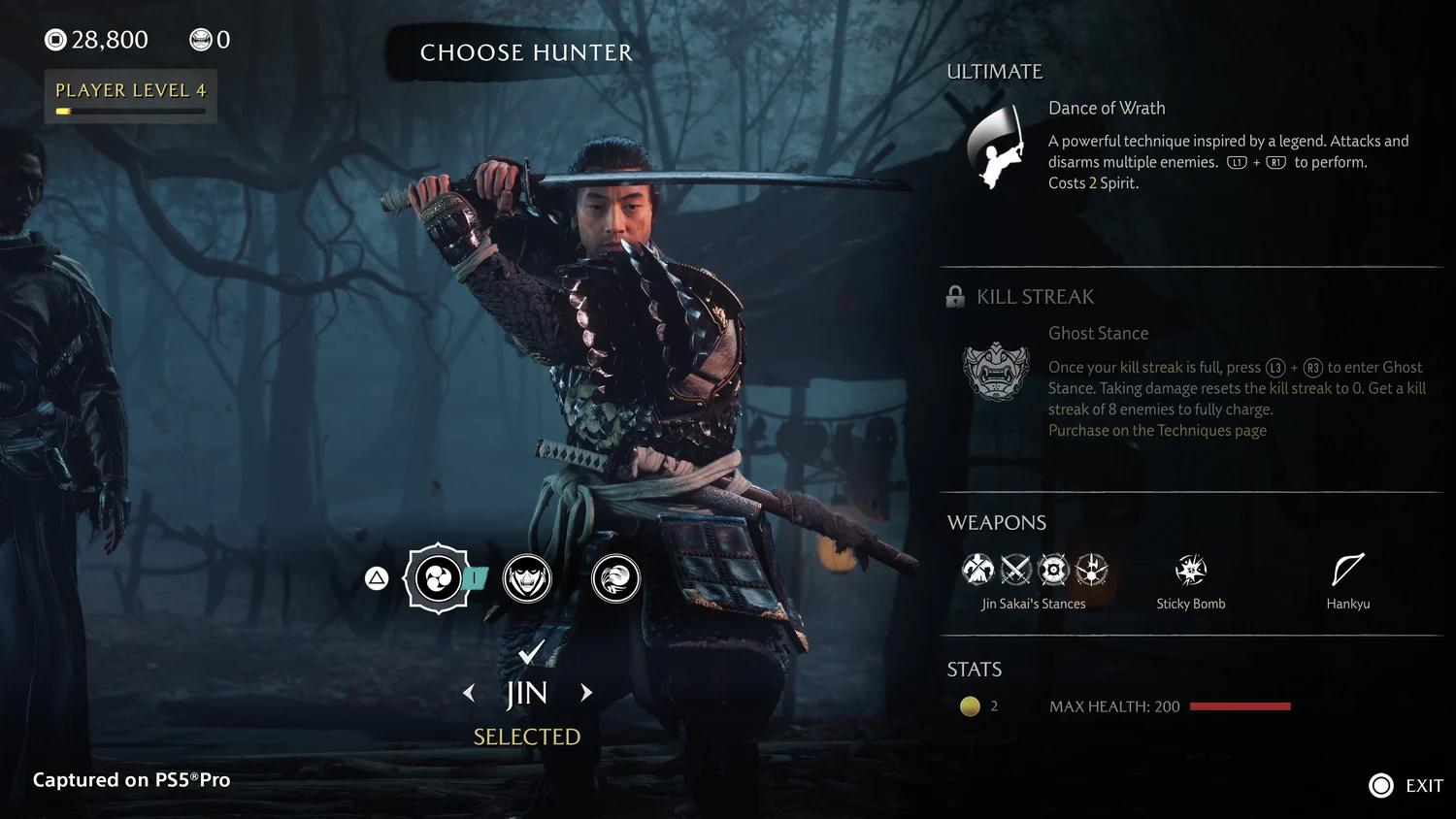 Jin on the Most Wanted hunter selection screen