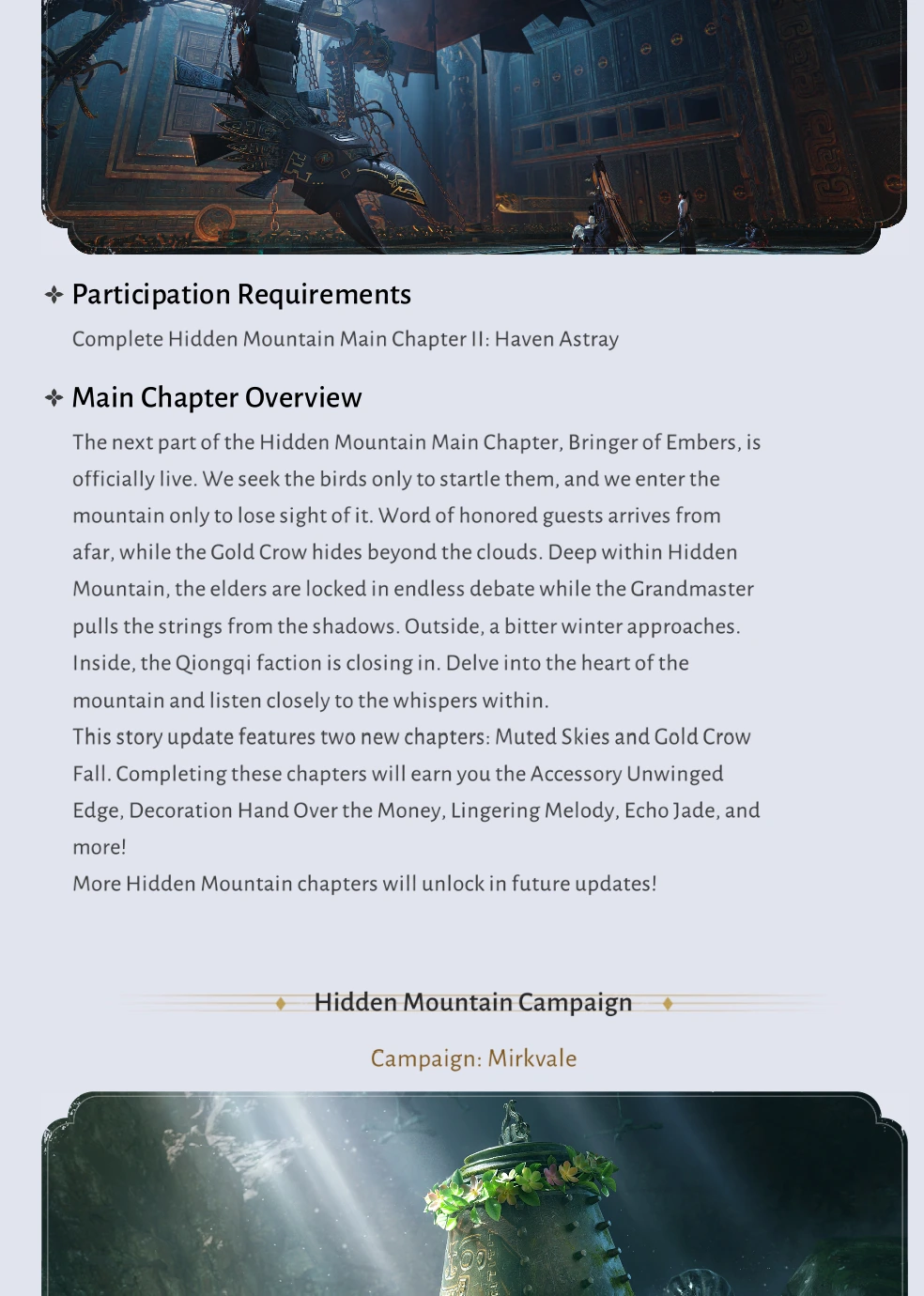 Bringer of Embers chapter and Campaign Mirkvale overview