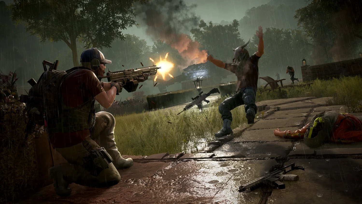 A Ghost Recon soldier fighting cultists in the Last Rites mission