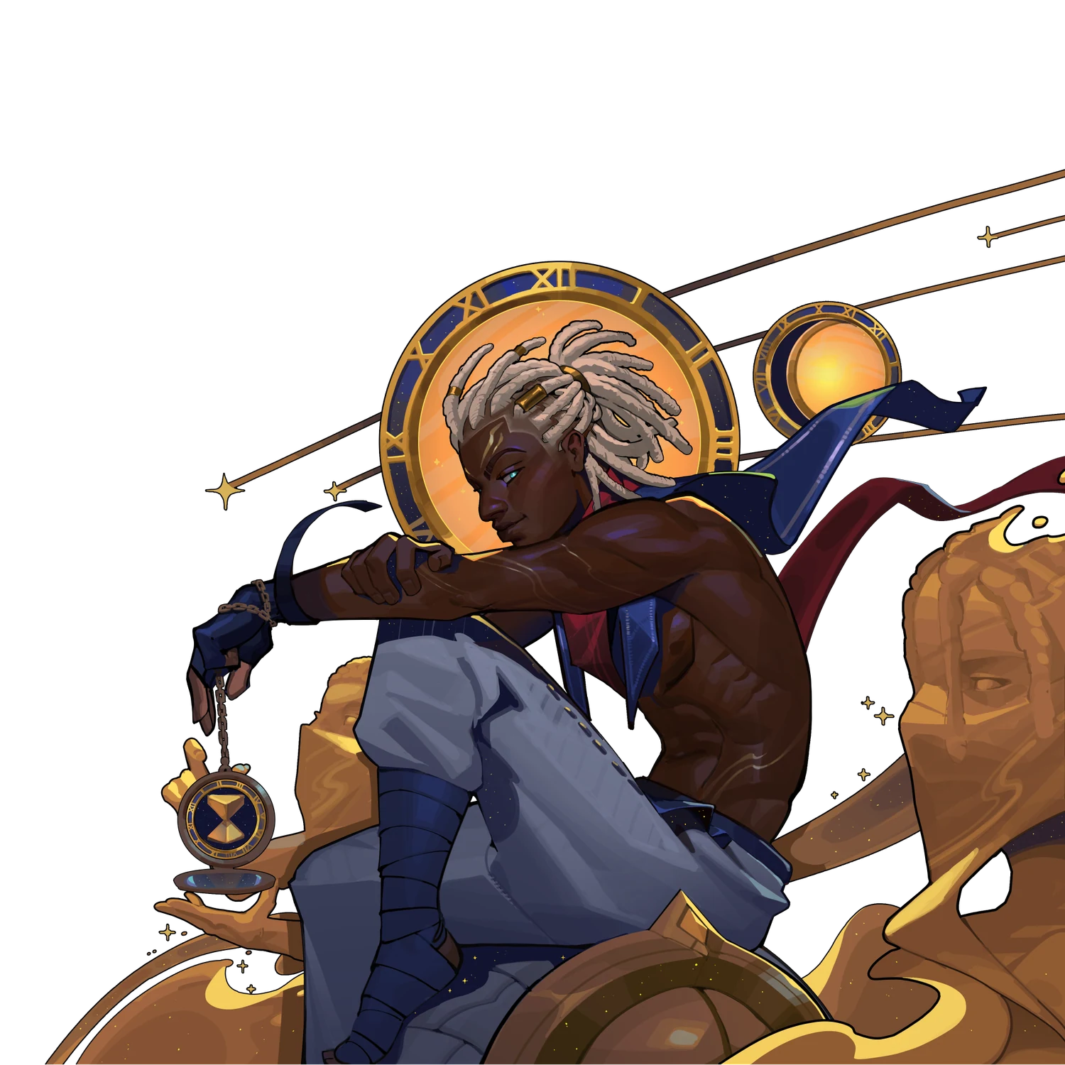 Official Space Gods character artwork with a celestial clock motif