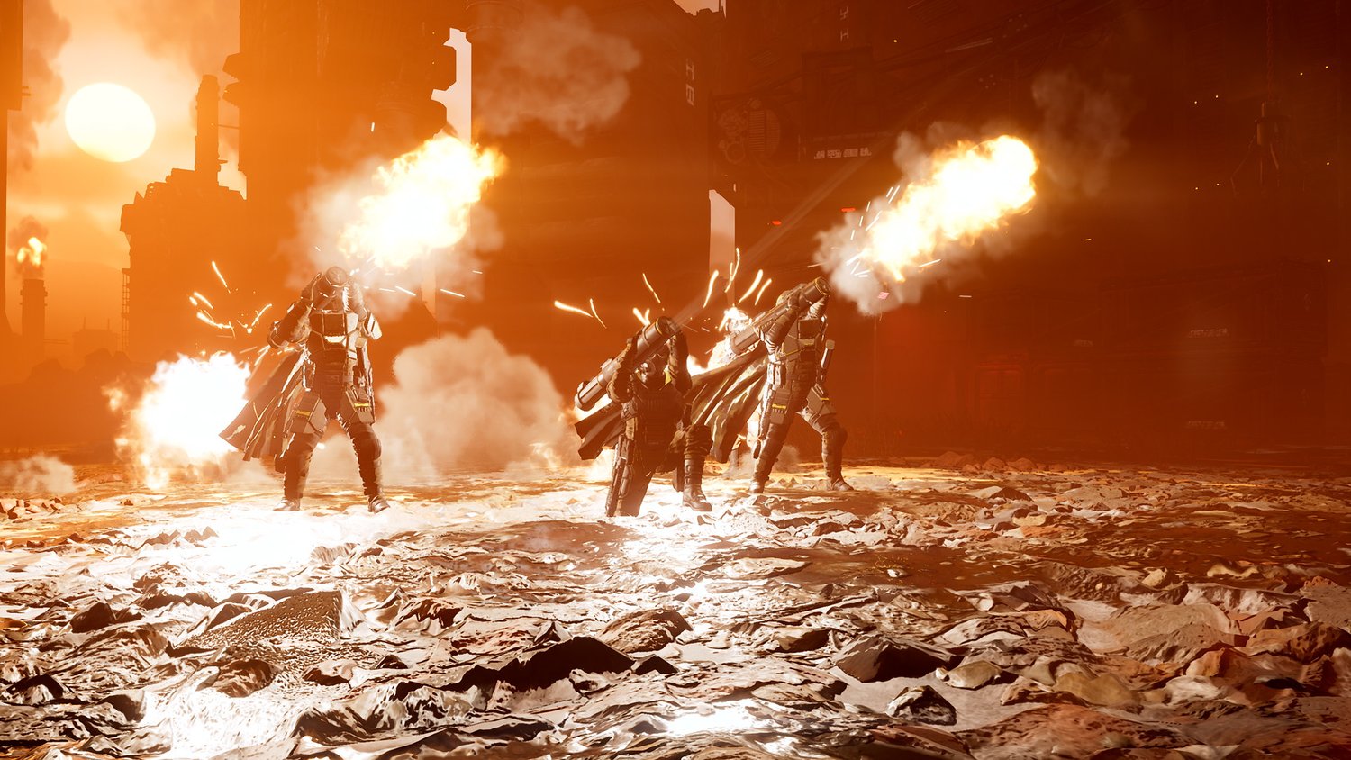 Helldivers using fire in combat