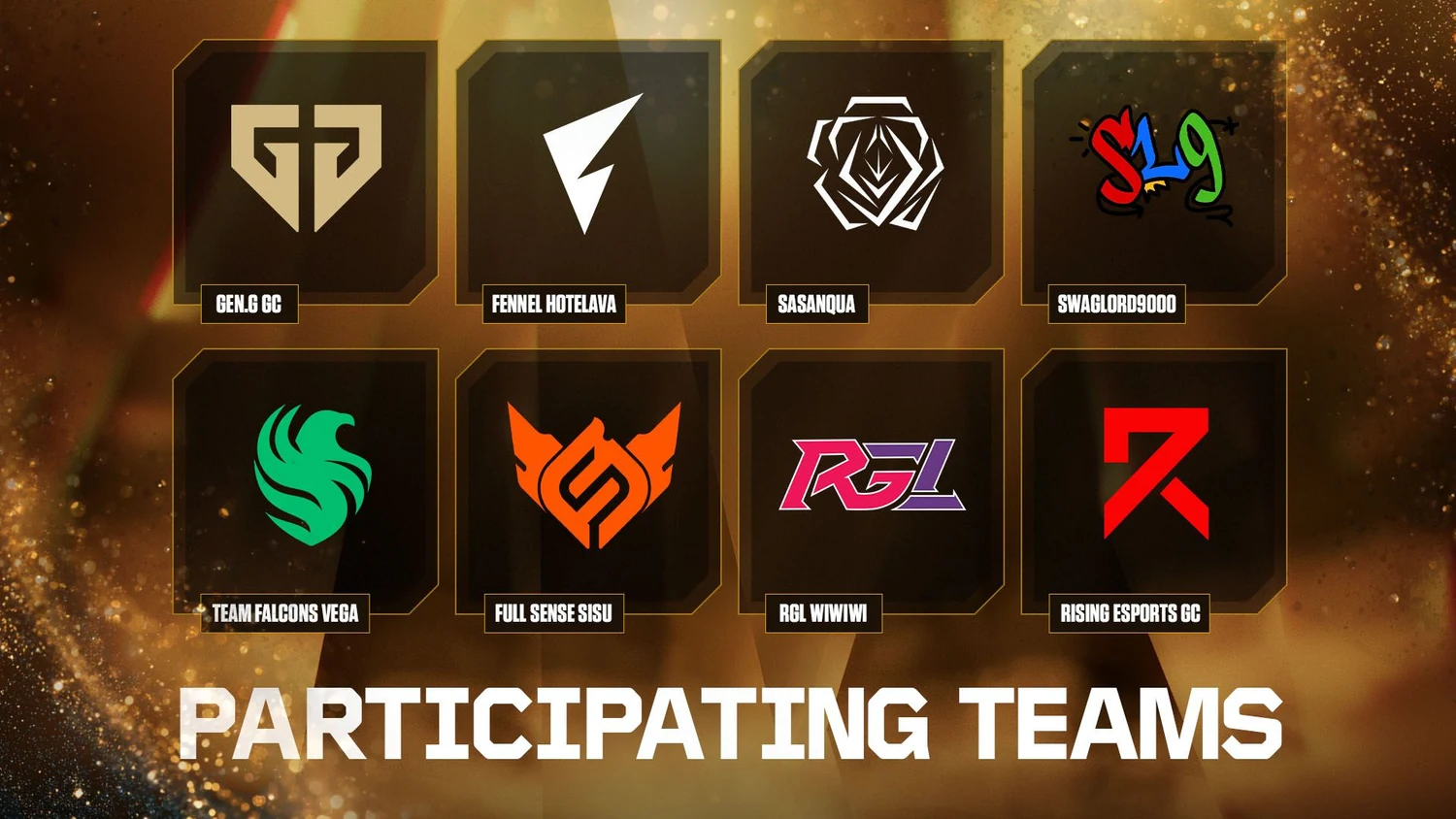 The eight qualified VALORANT Game Changers Pacific 2026 teams and their logos