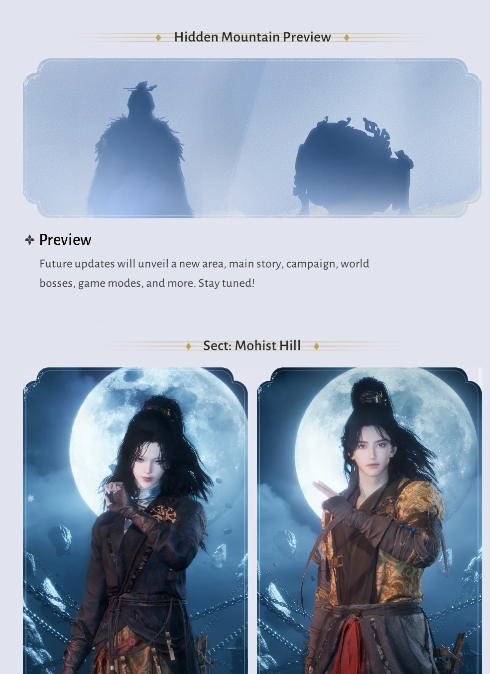 Where Winds Meet Version 2.0 illustrated overview of Hidden Mountain, story chapters, rewards and exploration features continued