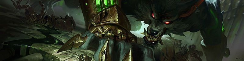 Warwick attacking through green light in official Wild Rift artwork.
