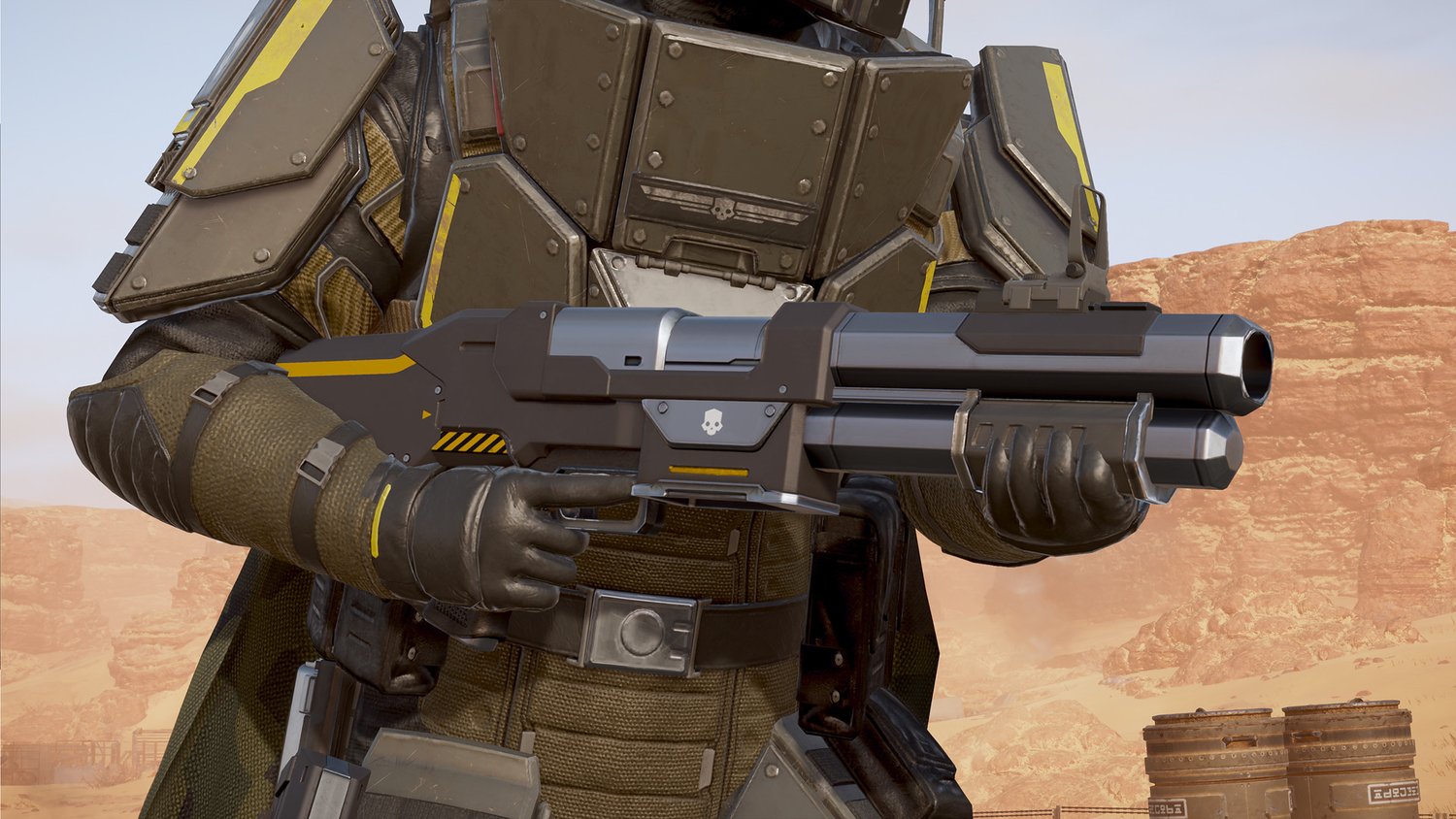 Helldiver holding the GL-15 Evictor
