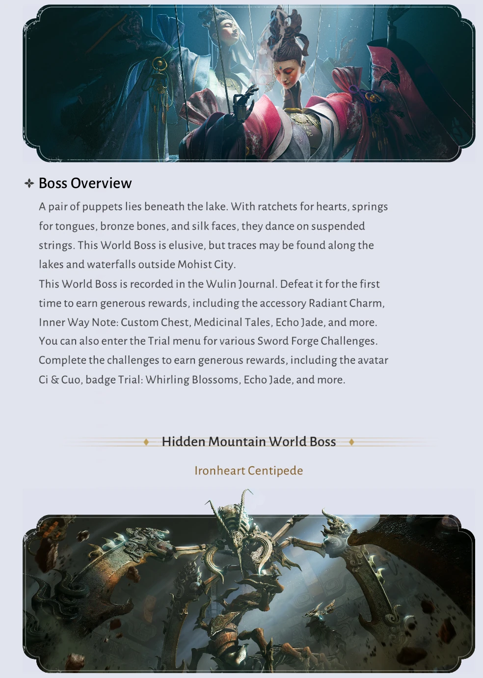 Where Winds Meet Version 2.0 illustrated overview of Hidden Mountain, story chapters, rewards and exploration features continued