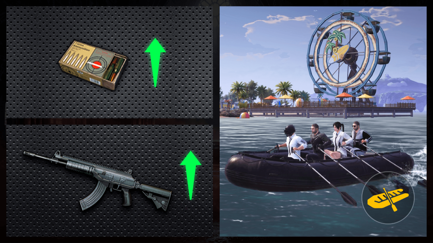PUBG Mobile Version 4.6 Classic changes showing weapon adjustments and the four-seat Inflatable Boat