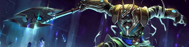 Nasus swinging his weapon in official Wild Rift artwork.