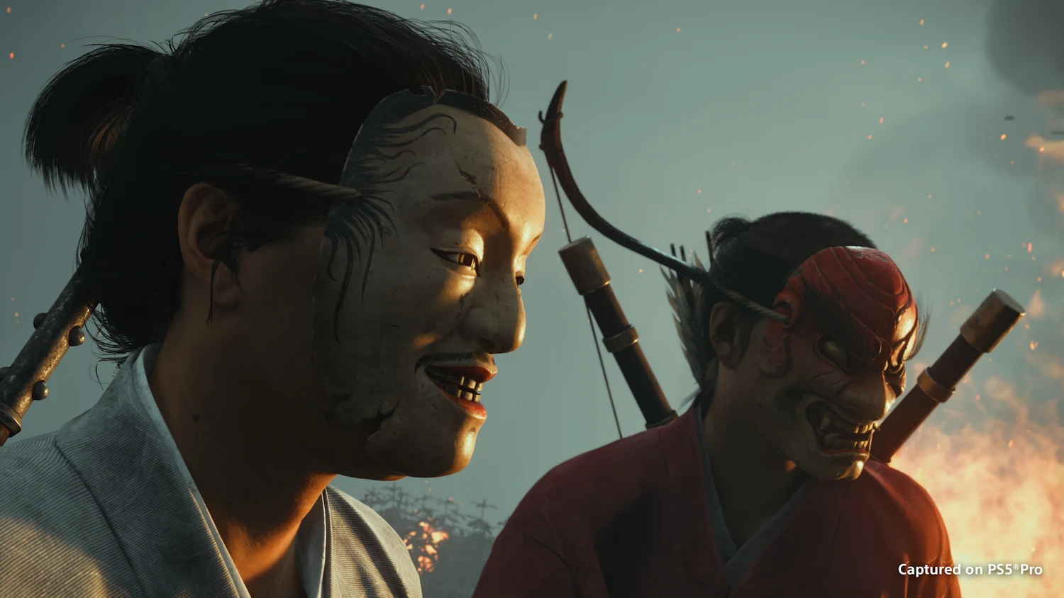 Two masked characters in an official Echoes of Sekigahara scene
