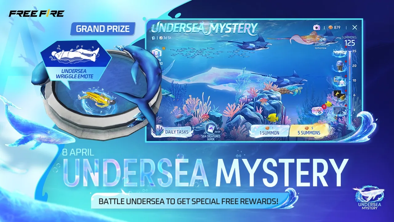 Free Fire Undersea Mystery event interface and token activities