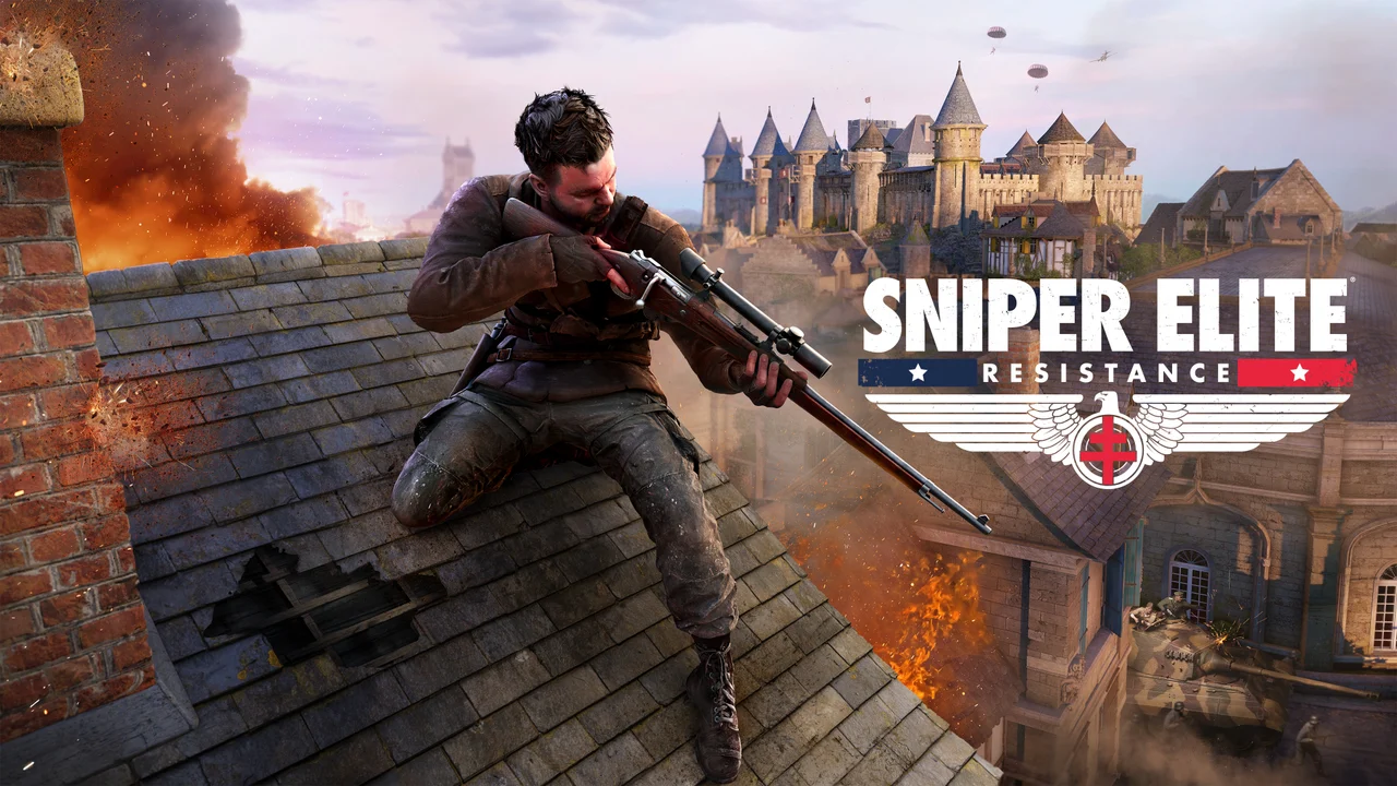 Sniper Elite Resistance soldier aiming a rifle from a rooftop