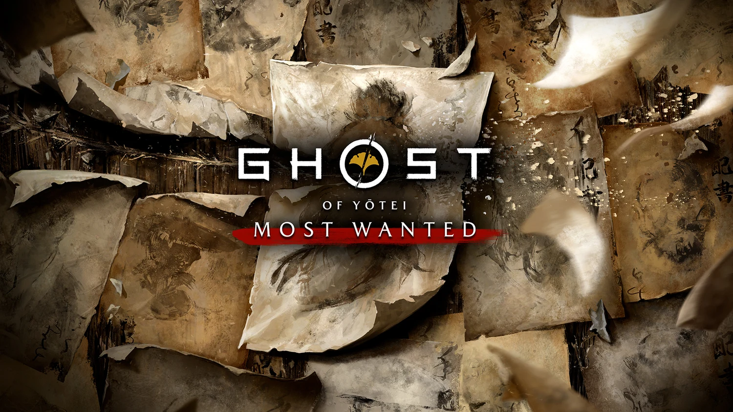 Ghost of Yōtei Most Wanted official key art with a bounty-board design