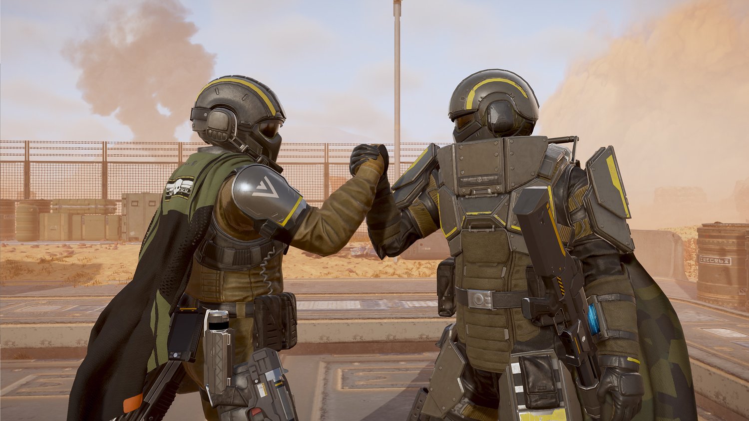 Two Helldivers wearing Ironclad Democracy armour